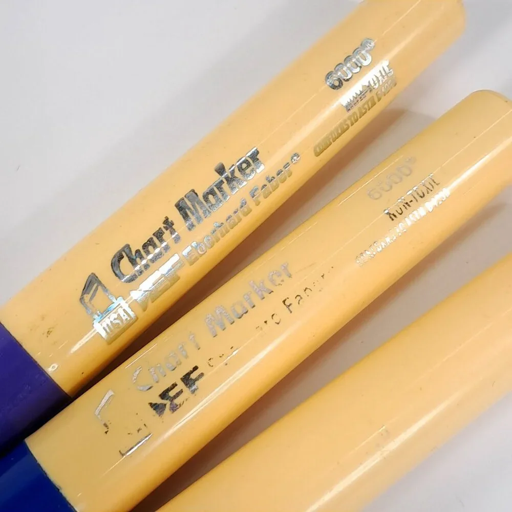 Vintage Eberhard Faber Chart Marker Felt-Tip Markers set 3 purple blue‎ orange